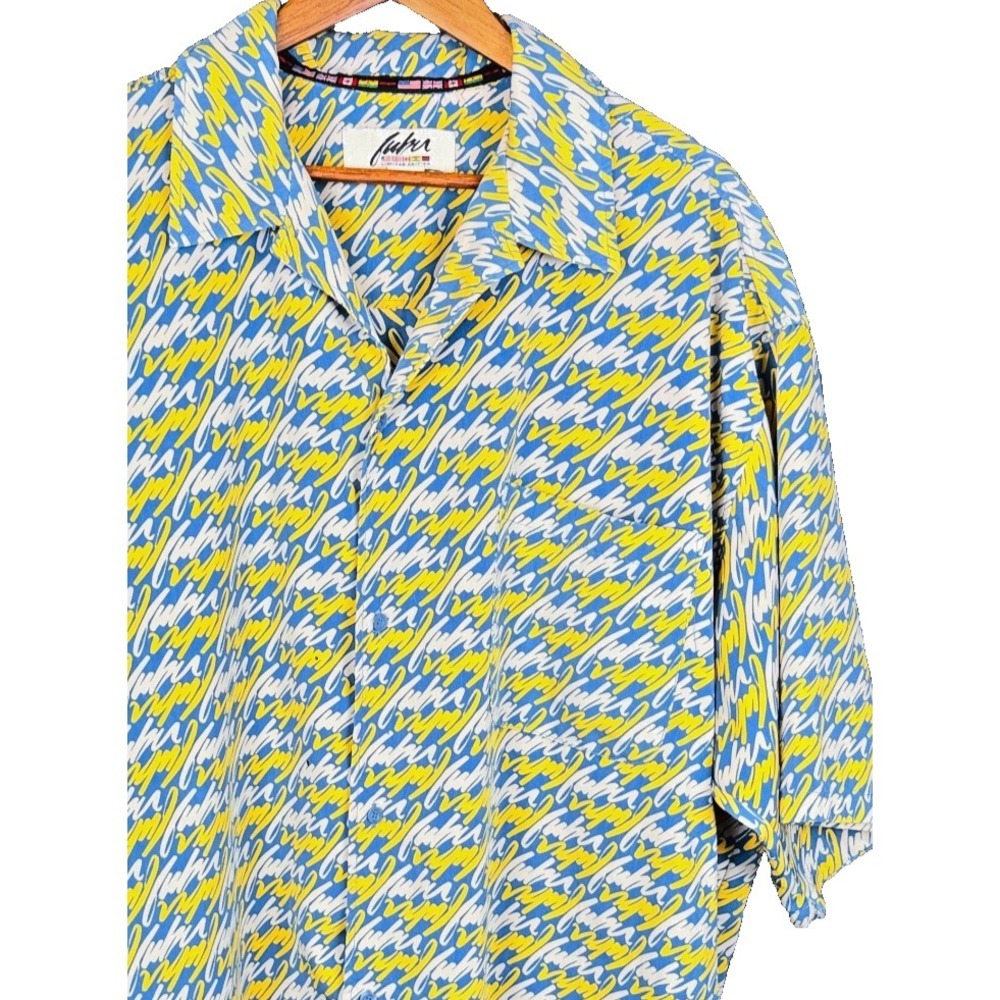 Fubu Limited Edition Vintage 90s All Over Print Script Button Up Shirt Mens XXXL